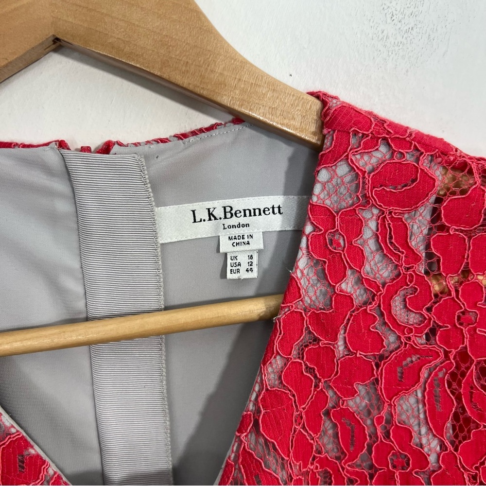 L.K. Bennett Wardour Pencil Pink Lace Overlay Size 12 - Picture 8 of 15